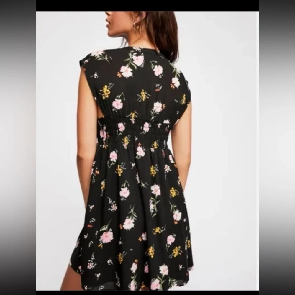 Free People The Greatest Day Smocked Mini Floral Dress S